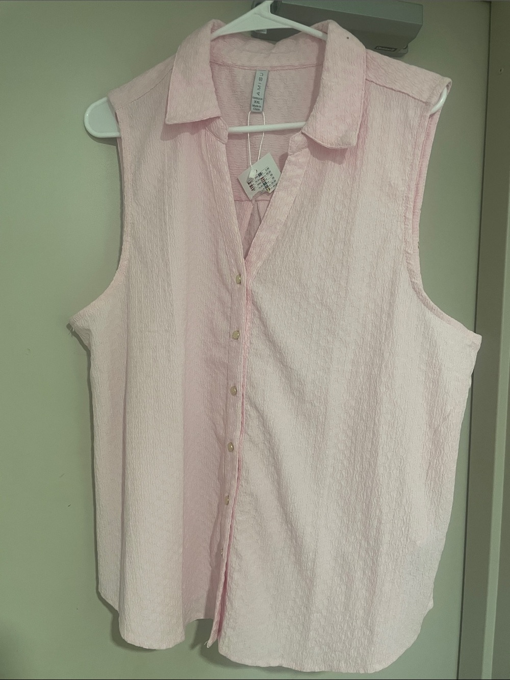 Amisu Light Pink Sleeveless Button-Down Shirt